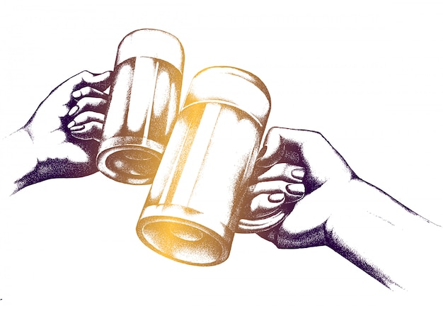 Ilustración del festival de la cerveza. сlink gafas en las manos.