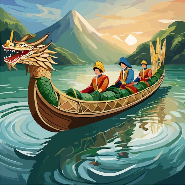 Vector ilustración del festival chino del barco dragón