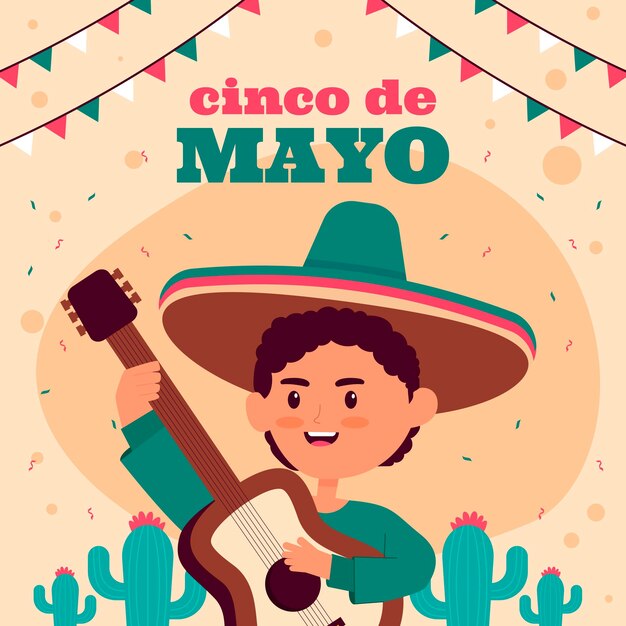 Ilustración del festival de cinco de mayo en diseño de estilo plano