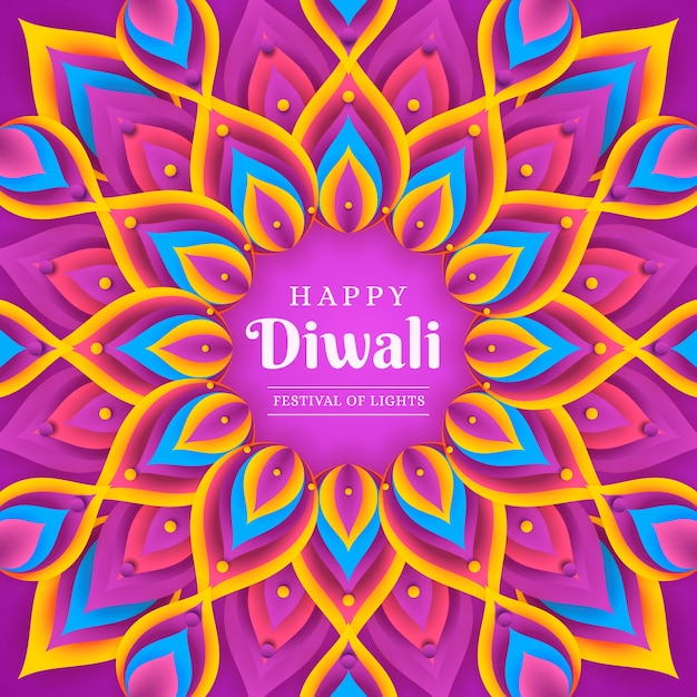 Ilustración de festival de diwali de estilo de papel