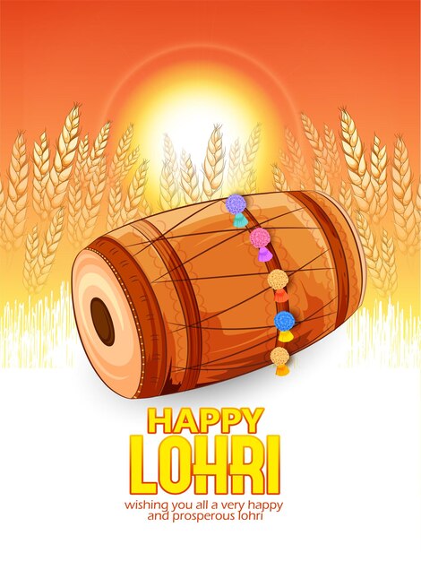 Ilustración del festival happy lohri de punjabi con fondo