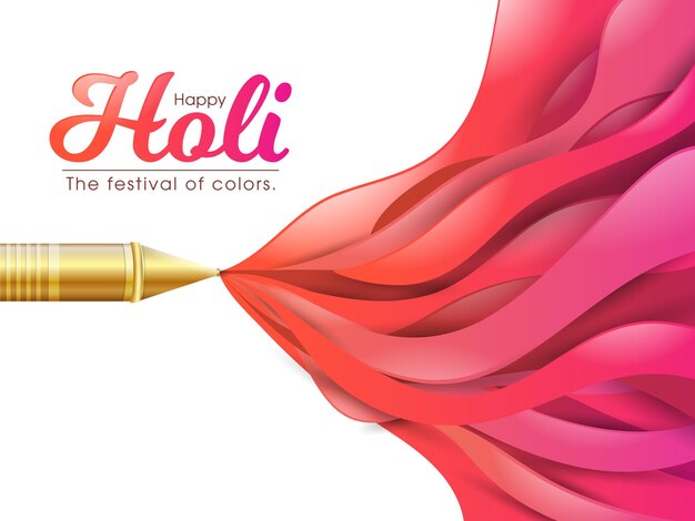 Vector ilustración del festival holi con caligrafía intrincada y colorida