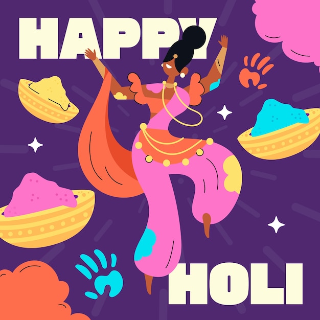 Ilustración de festival holi plano