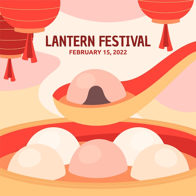 Vector ilustración de festival de linterna plana