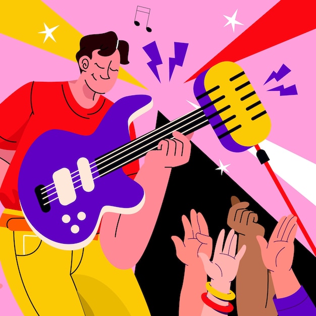 Vector ilustración del festival de música dibujada a mano