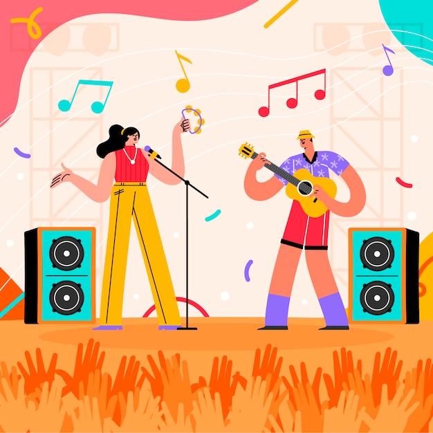 Ilustración del festival de música dibujada a mano