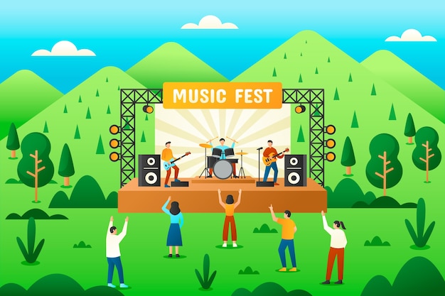 Vector ilustración de un festival de música en gradiente