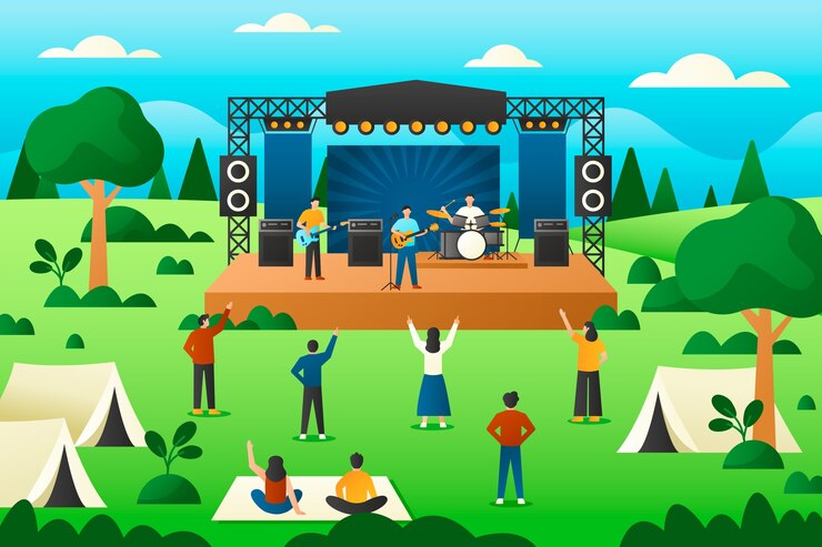 Vector ilustración de un festival de música en gradiente