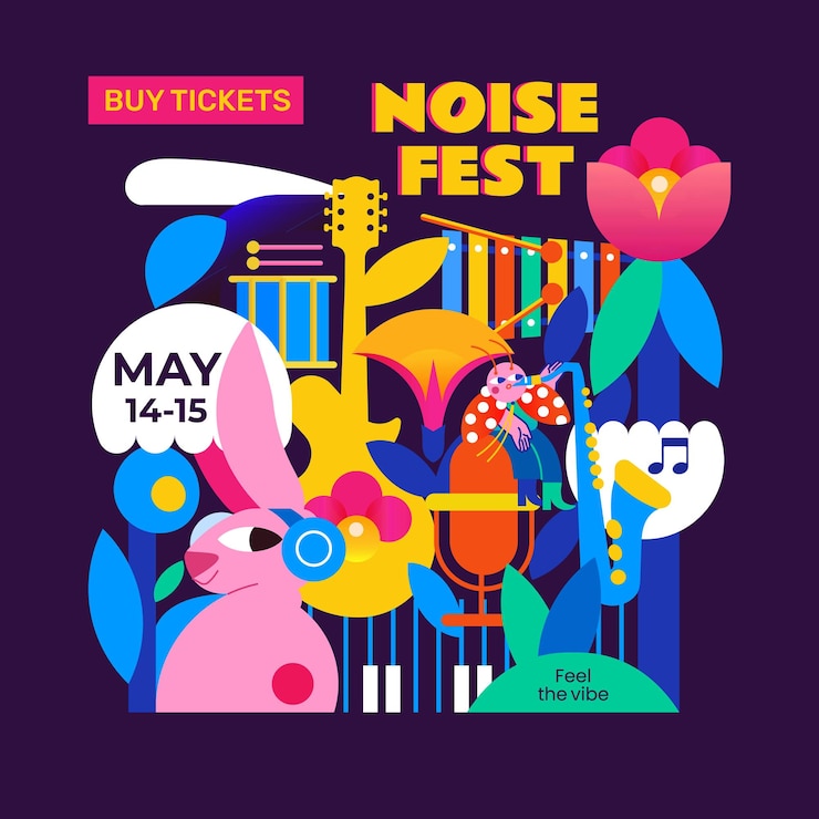 Vector ilustración para un festival de música.