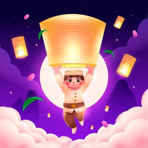 Ilustración de festival vesak degradado