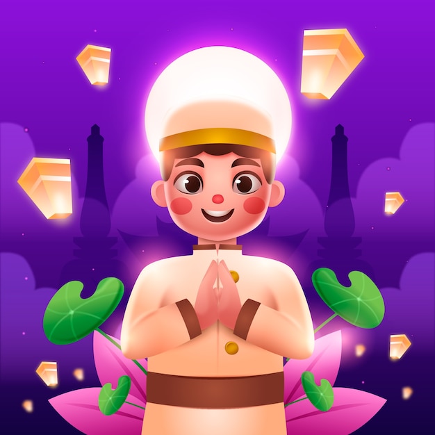 Ilustración de festival vesak degradado