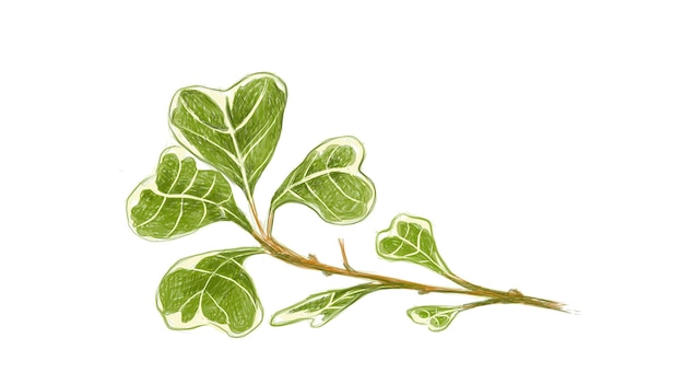 Ilustración de Ficus Deltoidea o planta de higo de muérdago