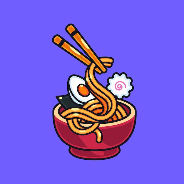 Vector ilustración de fideos japoneses de ramen