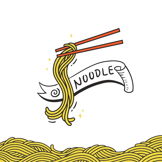 Vector ilustración de fideos con palillos