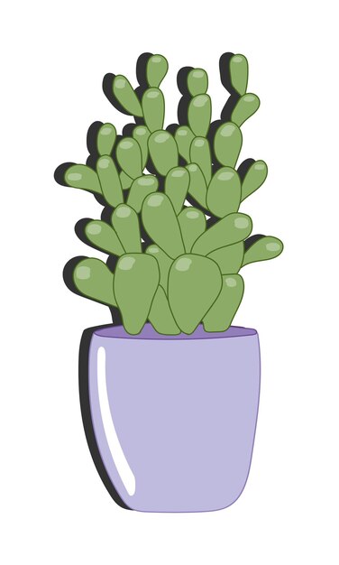 Ilustración de fideos vectoriales Cactus verde en maceta púrpura aislado sobre fondo blanco Estilo plano de dibujos animados Para pegatinas de decoración