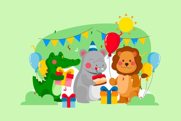 Ilustración de fiesta de cumpleaños feliz