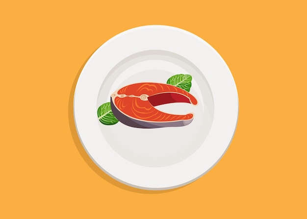 Ilustración de un filete de salmón en un plato