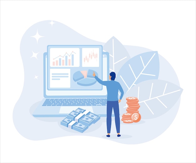 Ilustración financiera. Concepto de negociación de acciones. ilustración moderna de vector plano