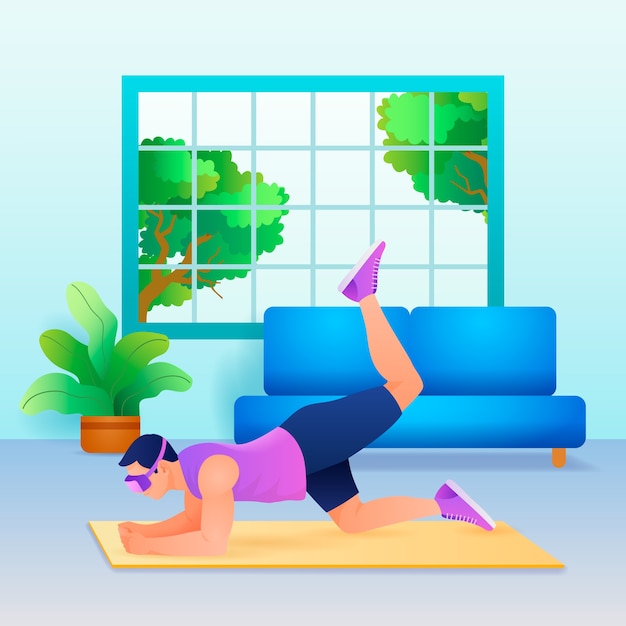 Vector ilustración de fitness virtual degradado