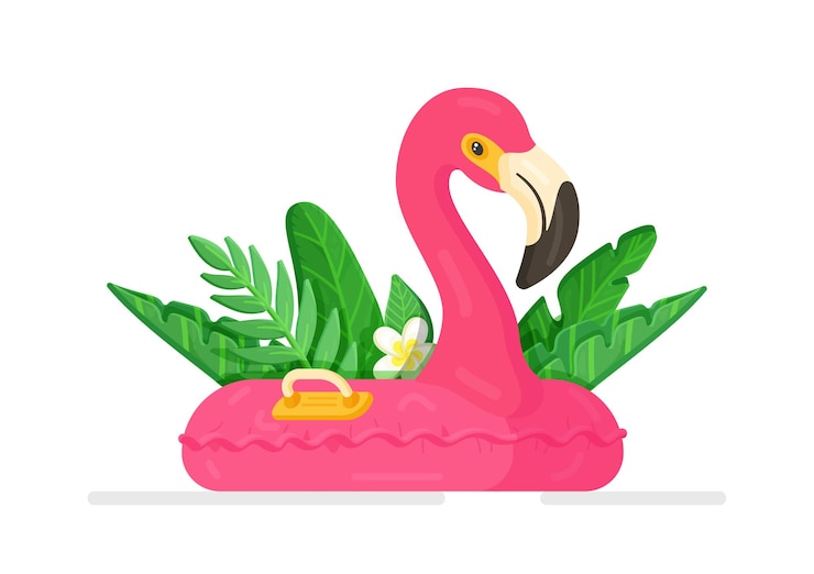 Vector ilustración de un flamenco inflable aislado