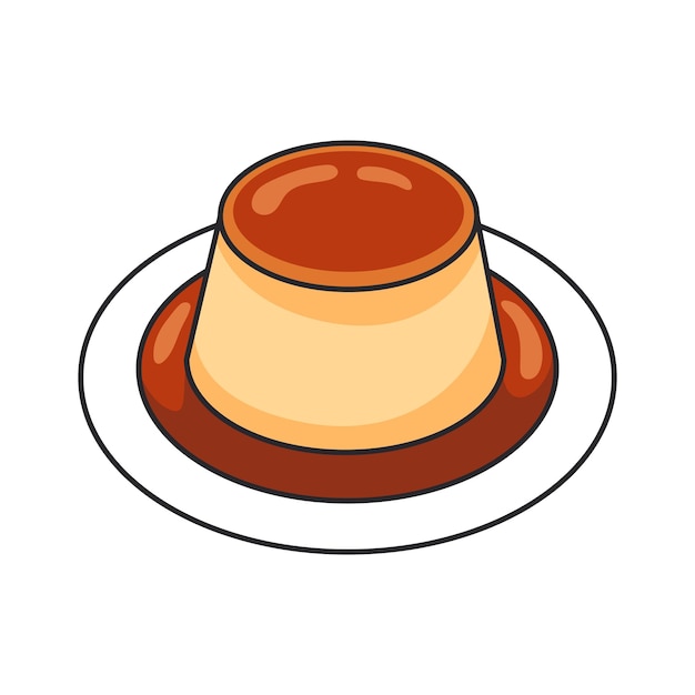 Vector ilustración de un flan de caramelo