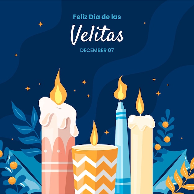 Vector ilustración de flat dia de las velitas