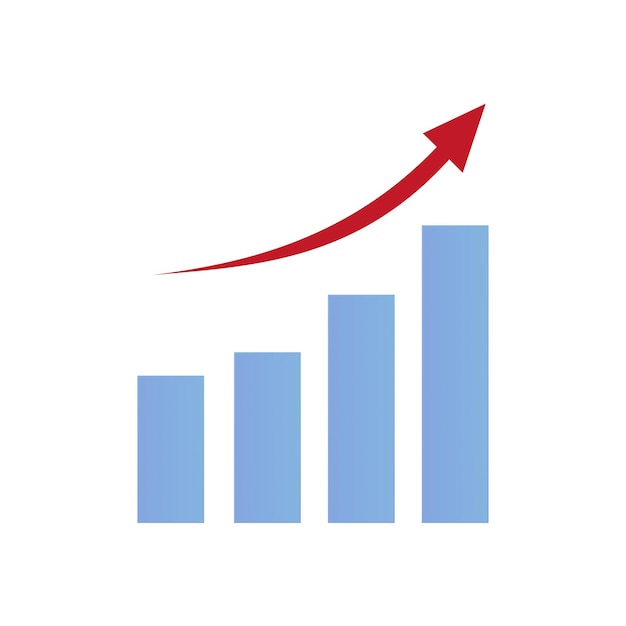 Ilustración de la flecha hacia arriba del gráfico el gráfico sube con la flecha