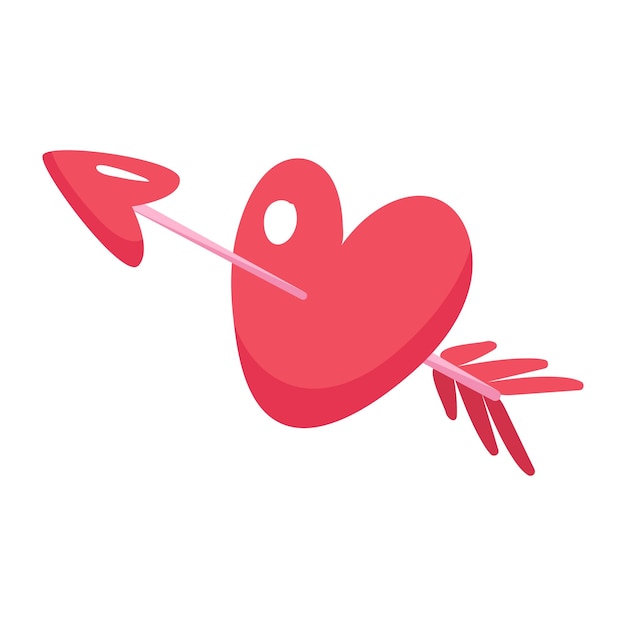 Ilustración de flecha de corazón en fondo blanco