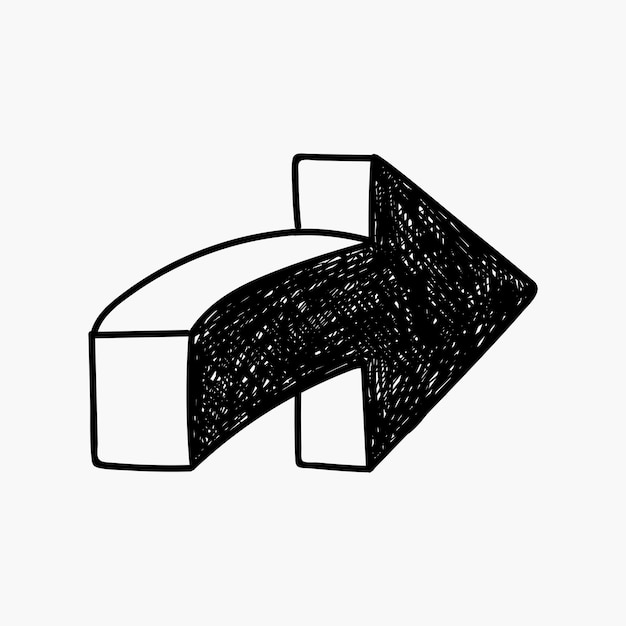 Ilustración de flecha negra dibujada a mano en el vector de fondo de color