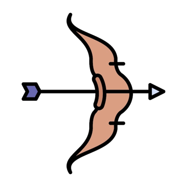 Ilustración de la flecha plana del arco