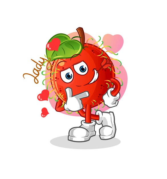 Ilustración de flirteo de rambután. vector de caracteres