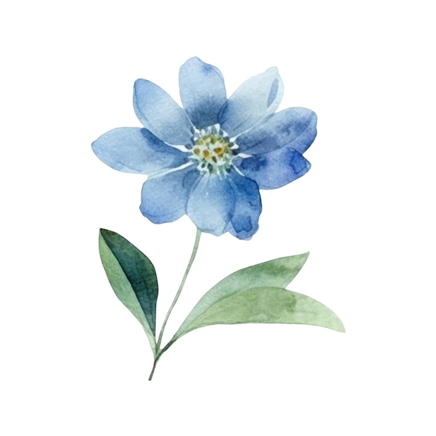 Ilustración de flor de acuarela Ilustración de una flor azul y verde