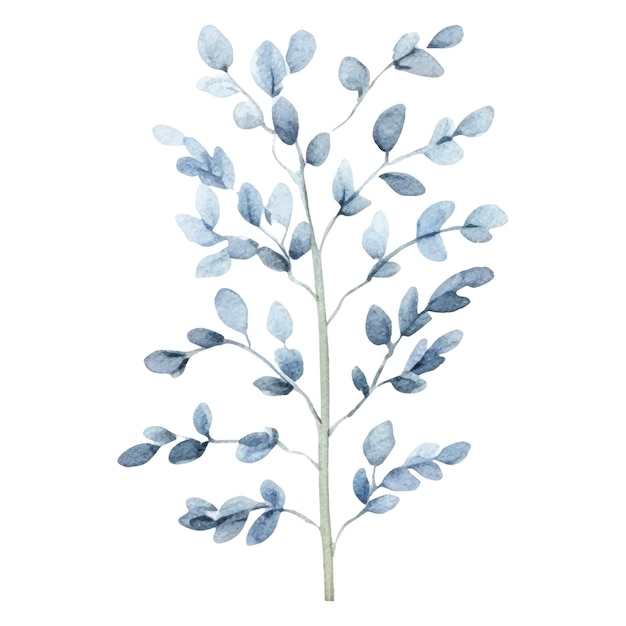 Ilustración de flor de acuarela Ilustración de una flor azul y verde