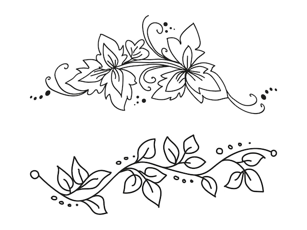 Ilustración de flor de arte de línea dibujada a mano para decoración de pared