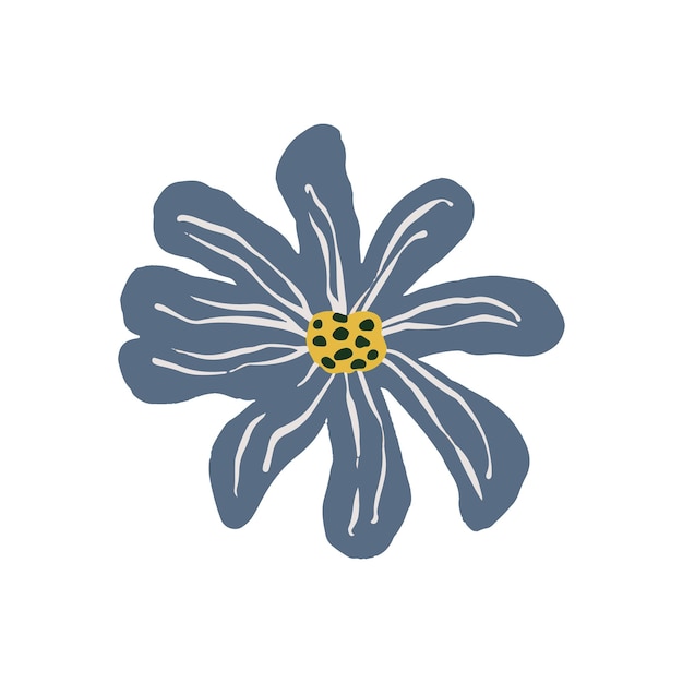 ilustración de flor azul - icono de flor dibujada a mano