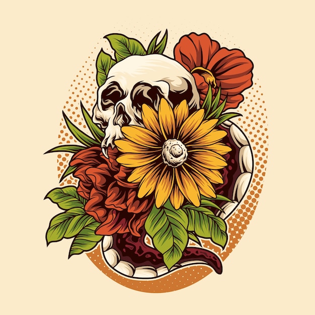 Ilustración de flor de calavera