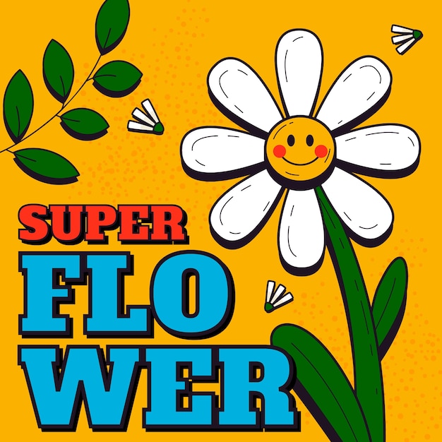 Vector ilustración de flor de cara sonriente de diseño plano