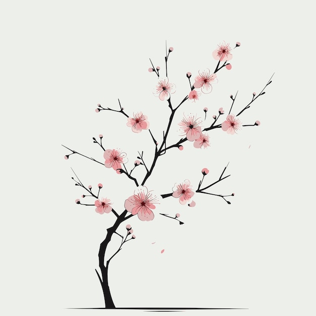 Ilustración de la flor de cerezo japonesa