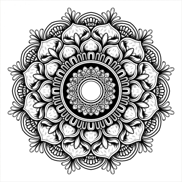 Ilustración de una flor floreciente con un patrón de mandala