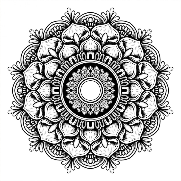 Ilustración de una flor floreciente con un patrón de mandala