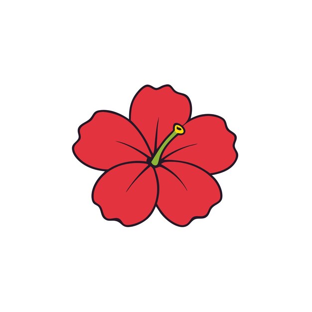 Ilustración de la flor del hibisco rojo
