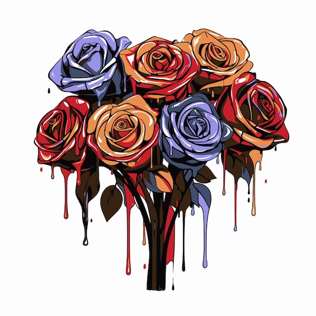 Ilustración de flor rosa con estilo pop art