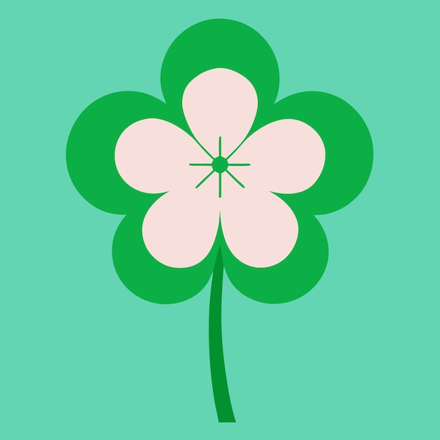 Ilustración de la flor del trébol de cuatro hojas