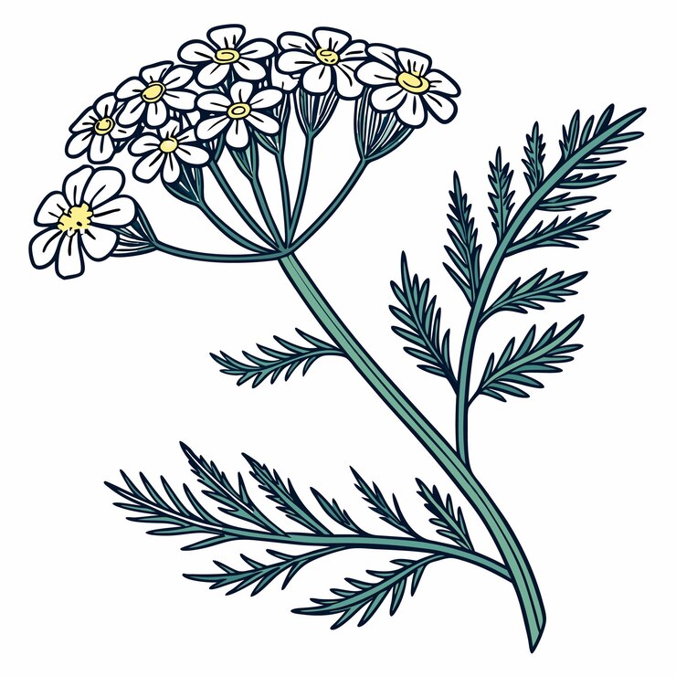 Vector ilustración de la flor de yarrow diseño vectorial del icono del logotipo
