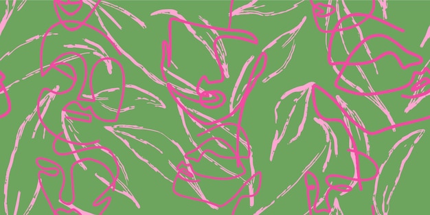 Ilustración floral abstracta con arte de líneas y pinceladas