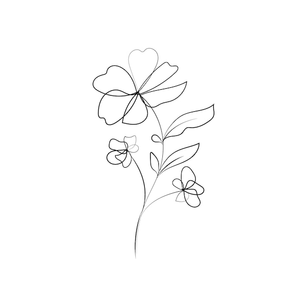 Ilustración floral de arte de líneas delicadas