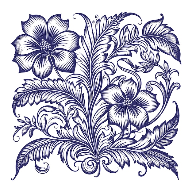 Vector ilustración floral para azulejos