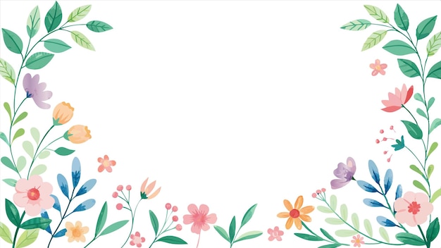 una ilustración floral de flores con un marco que dice primavera