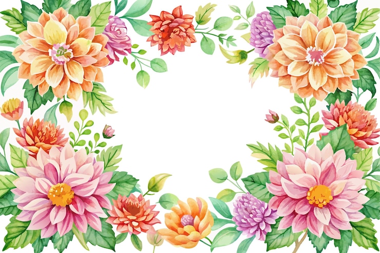 una ilustración floral de flores en un marco