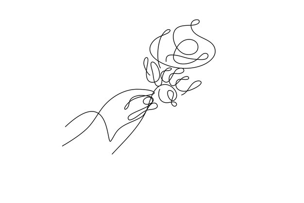 Ilustración floral minimalista Mejore su web y publicidad con esta flor de arte de línea